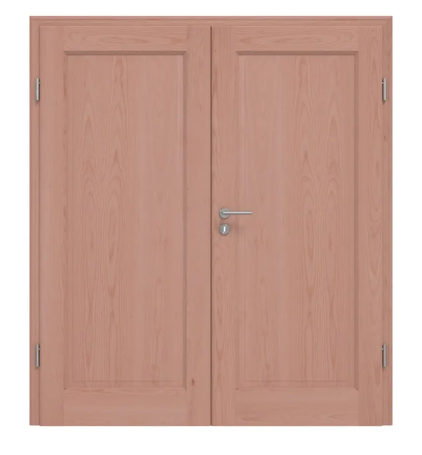 Drzwi dwuskrzydłowe TE-1 buk drewno lite z ościeżnicą