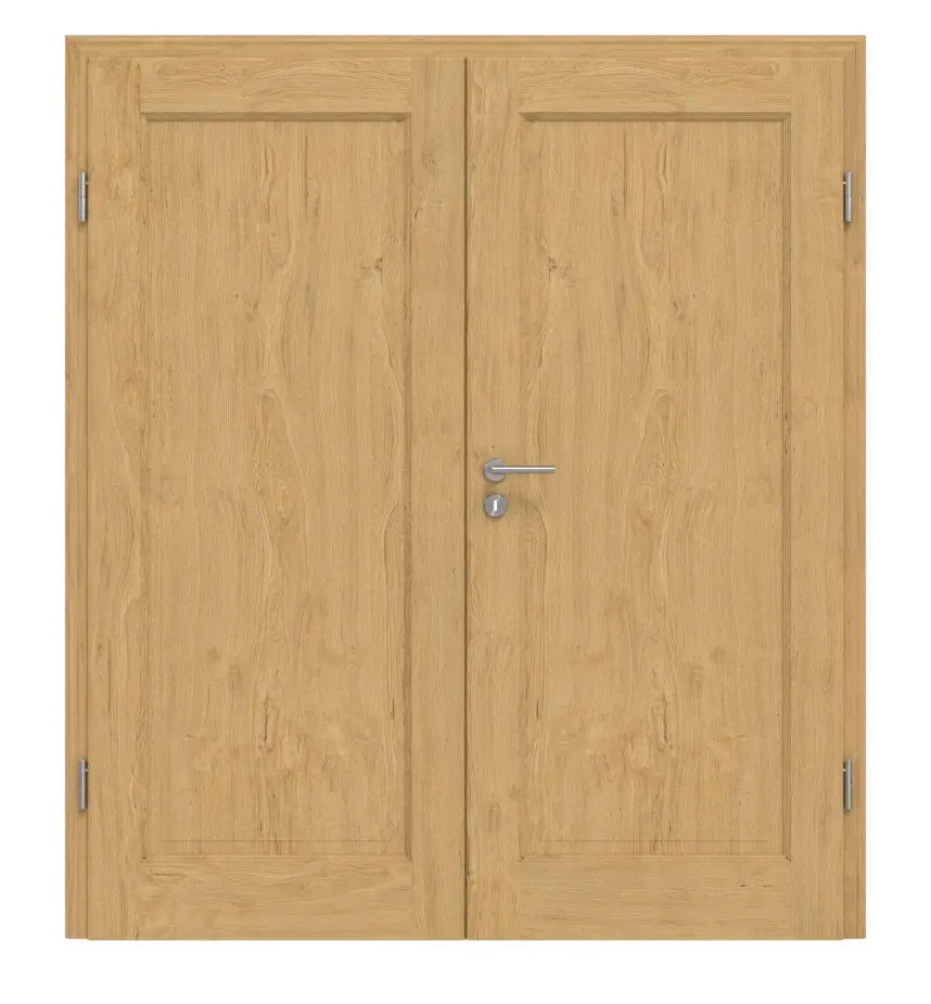 Drzwi dwuskrzydłowe TE-1 dąb bezsęczny drewno lite z ościeżnicą