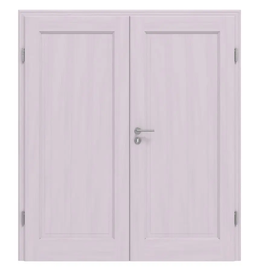 Widok frontowy TE-1 Świerk bezsęczny białe, pigmentowane lakierowane drewno lite drzwi dwuskrzydłowe - Twojedrzwi24