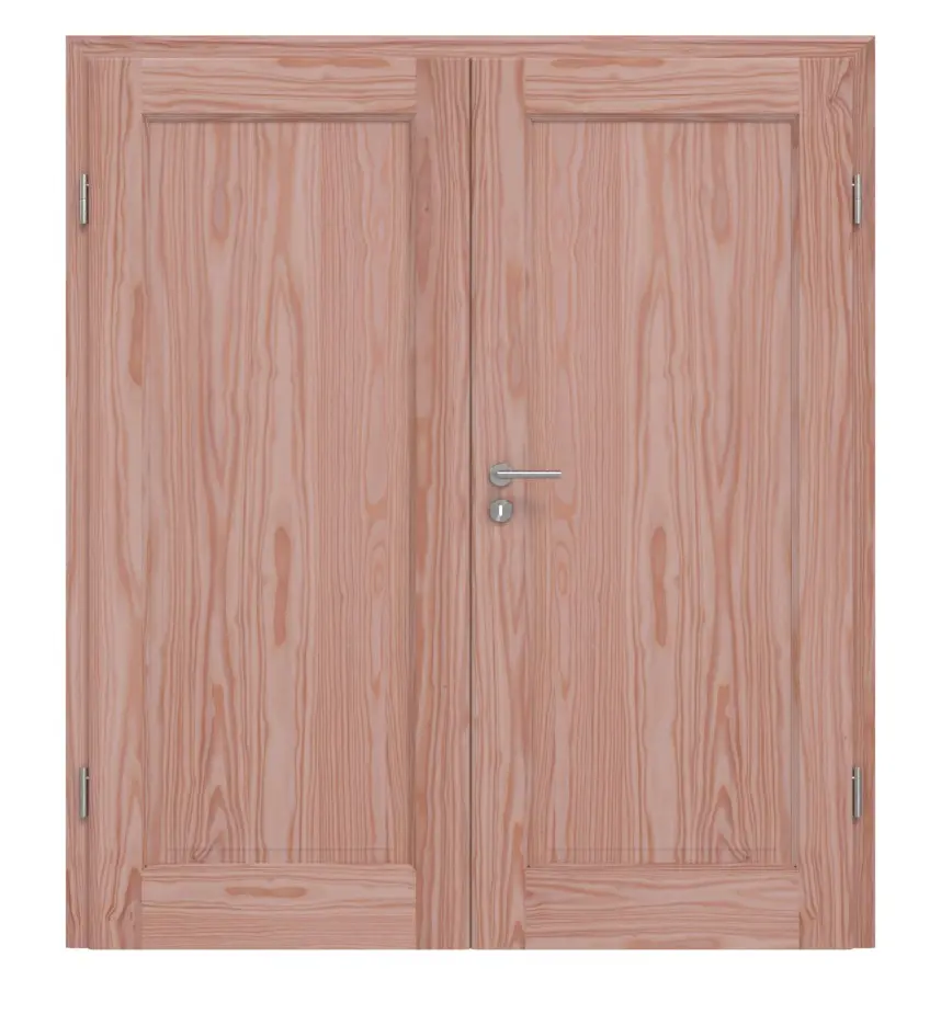Drzwi dwuskrzydłowe TE-1 modrzew drewno lite z ościeżnicą