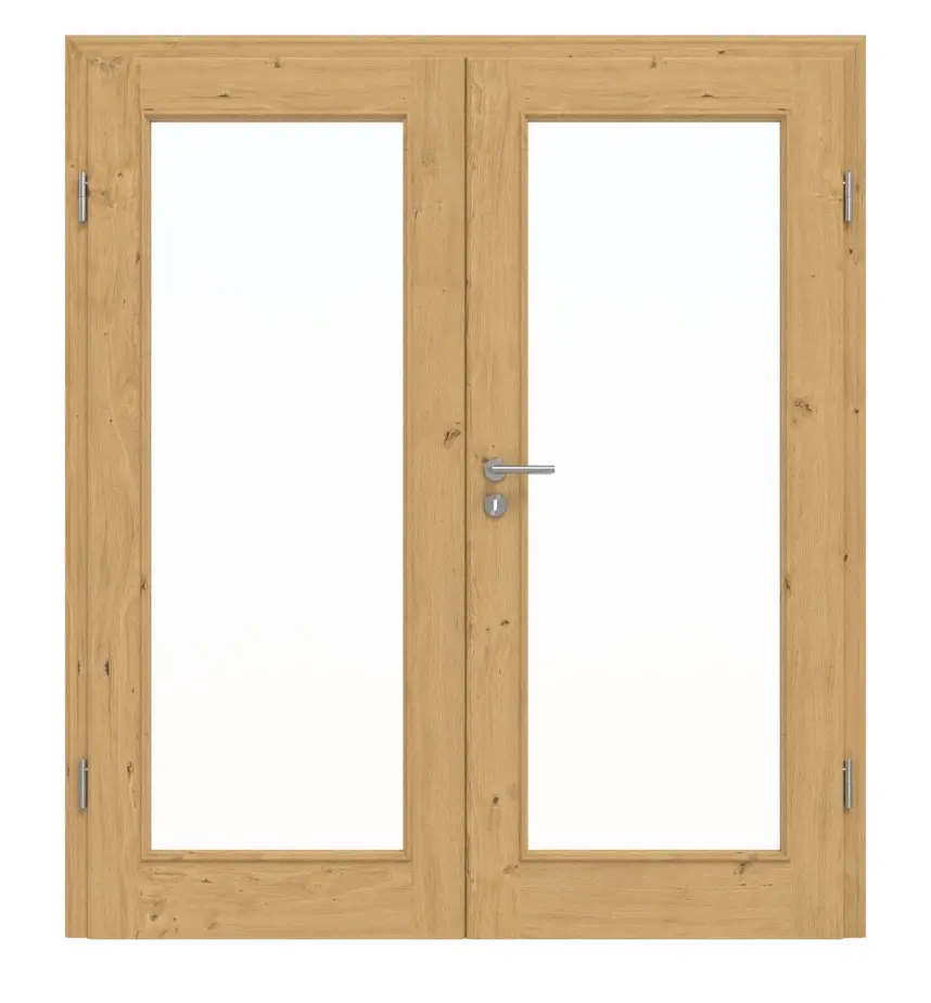 Drzwi dwuskrzydłowe TE-14 dąb sękaty drewno lite z ościeżnicą