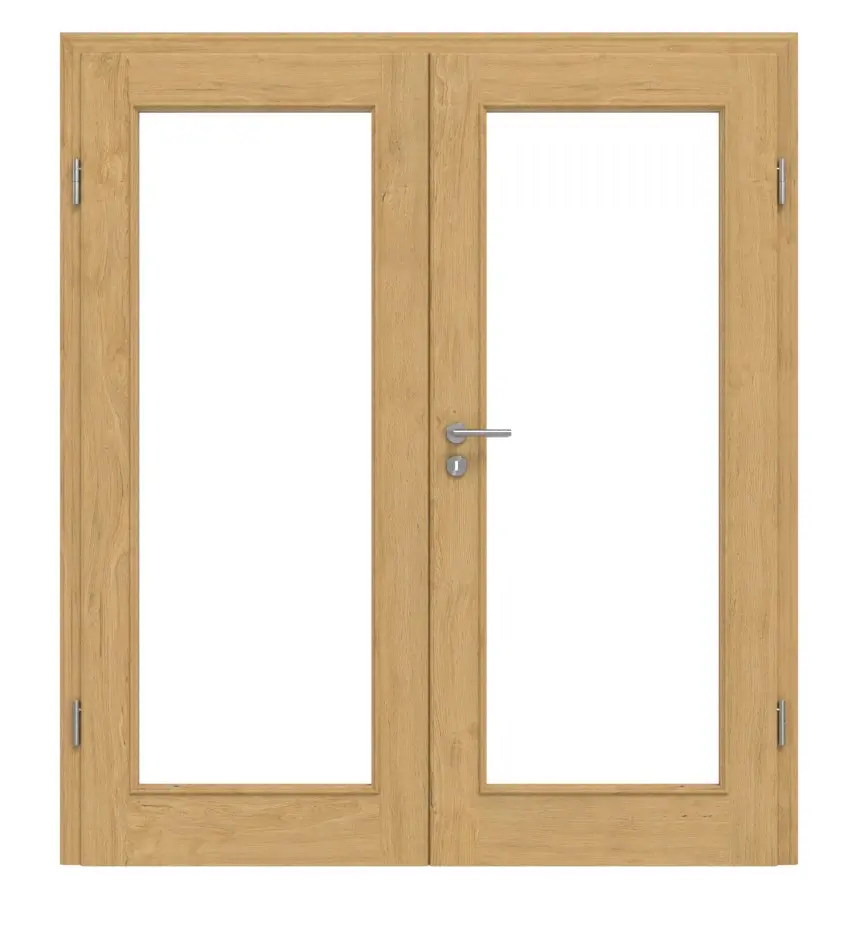 Drzwi dwuskrzydłowe TE-14 dąb bezsęczny drewno lite z ościeżnicą