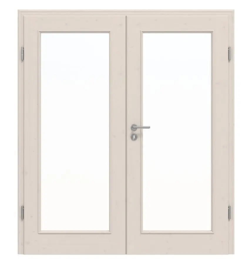 Widok frontowy TE-14 świerk sękaty lakierowane na biało (pigmentowane) drewno lite drzwi dwuskrzydłowe - Twojedrzwi24