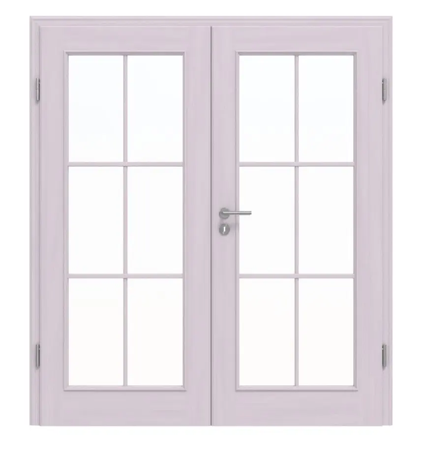 Widok frontowy modelu TE-15 Świerk bezsęczny białe, pigmentowane lakierowane drewno lite drzwi dwuskrzydłowe - Twojedrzwi24