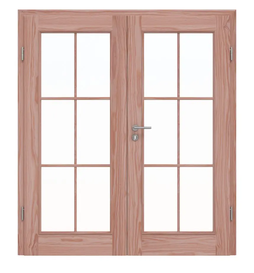 Drzwi dwuskrzydłowe TE-15 modrzew drewno lite z ościeżnicą
