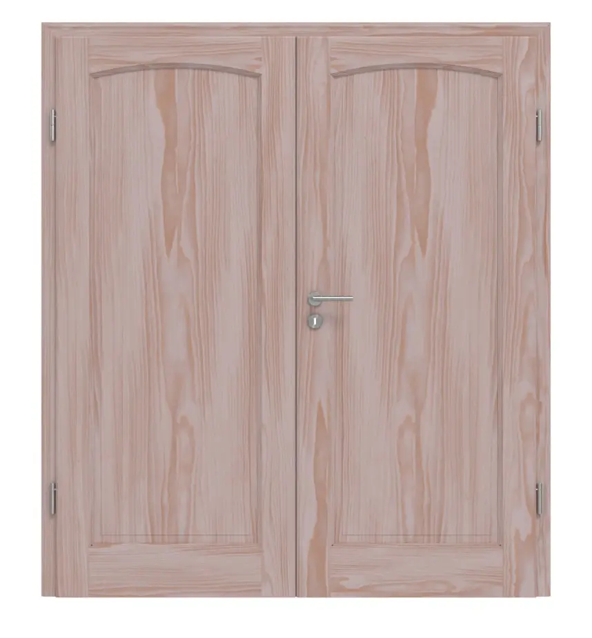 Widok frontowy TE-18 Świerk bezsęczny surowe drewno lite drzwi dwuskrzydłowe - Twojedrzwi24