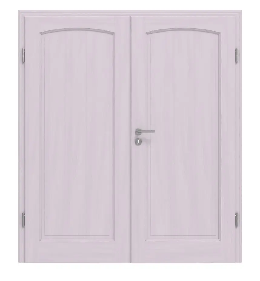 Widok frontowy modelu TE-18 Świerk bezsęczny lakierowane na biało (pigmentowane) drewno lite drzwi dwuskrzydłowe - Twojedrzwi24