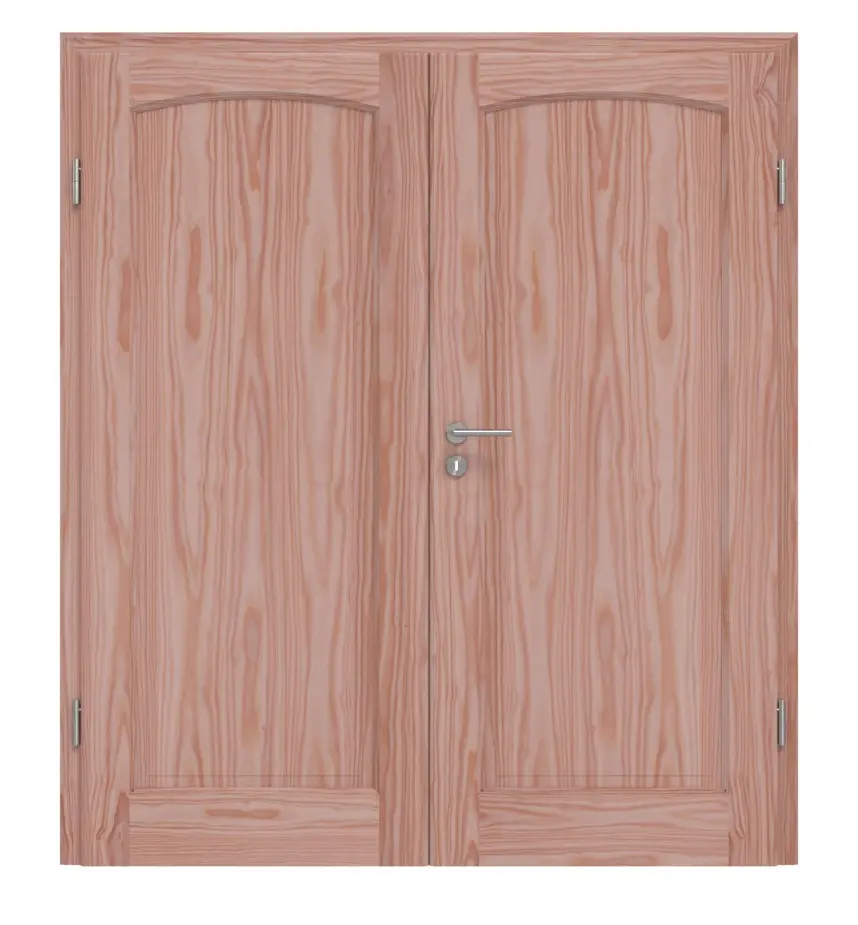 Drzwi dwuskrzydłowe TE-18 modrzew drewno lite z ościeżnicą