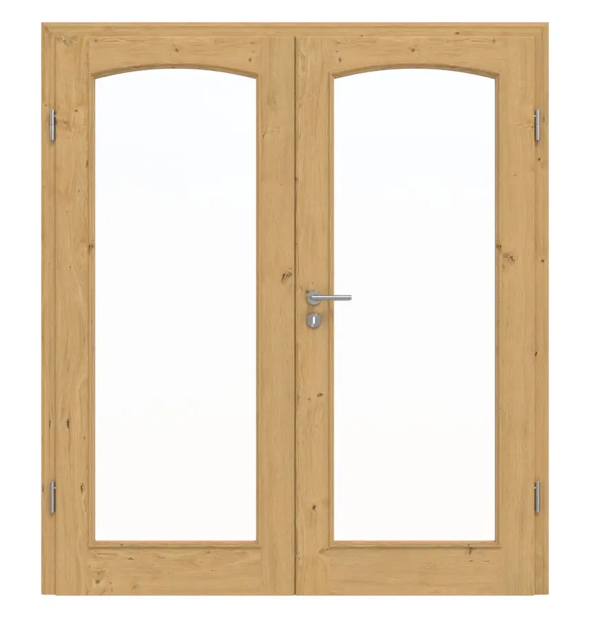 Drzwi 2-skrzydłowe TE-19 dąb sękaty drewno lite z ościeżnicą