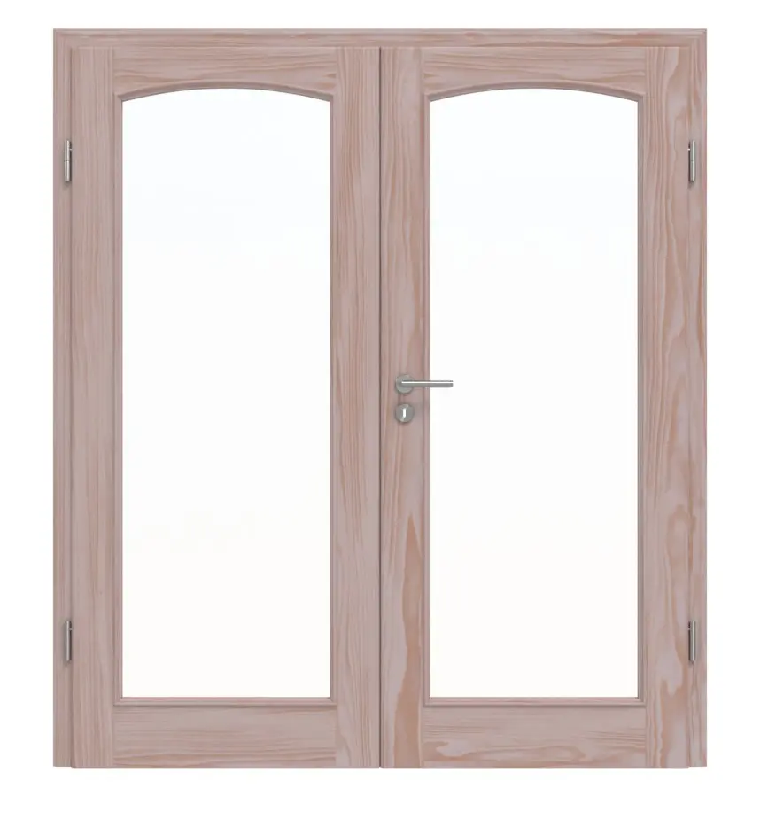 Widok frontowy TE-19 Świerk bezsęczny surowe drewno lite drzwi dwuskrzydłowe - Twojedrzwi24