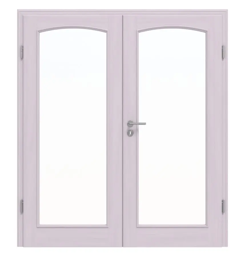 Widok frontowy TE-19 świerk bezsęczny lakierowane na biało (pigmentowane) drewno lite drzwi dwuskrzydłowe - Twojedrzwi24