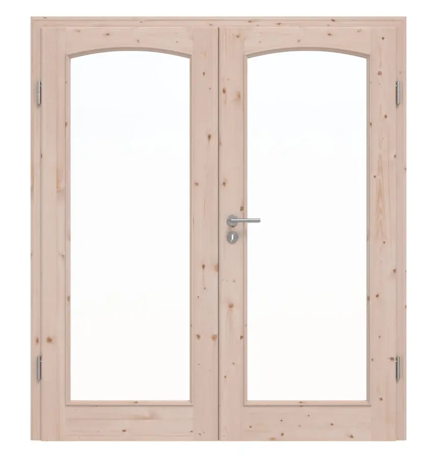 Widok frontowy TE-19 Świerk sękate surowe drewno lite drzwi dwuskrzydłowe - Twojedrzwi24