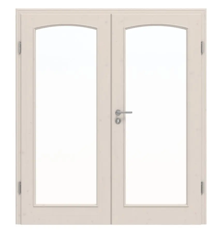 Widok frontowy modelu TE-19, Świerk sękaty, białe, pigmentowane, lakierowane, drewno lite, drzwi dwuskrzydłowe - Twojedrzwi24