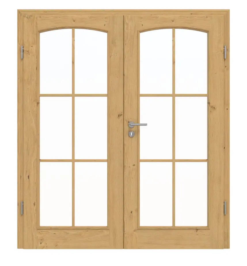 Drzwi dwuskrzydłowe TE-20 dąb sękaty drewno lite z ościeżnicą