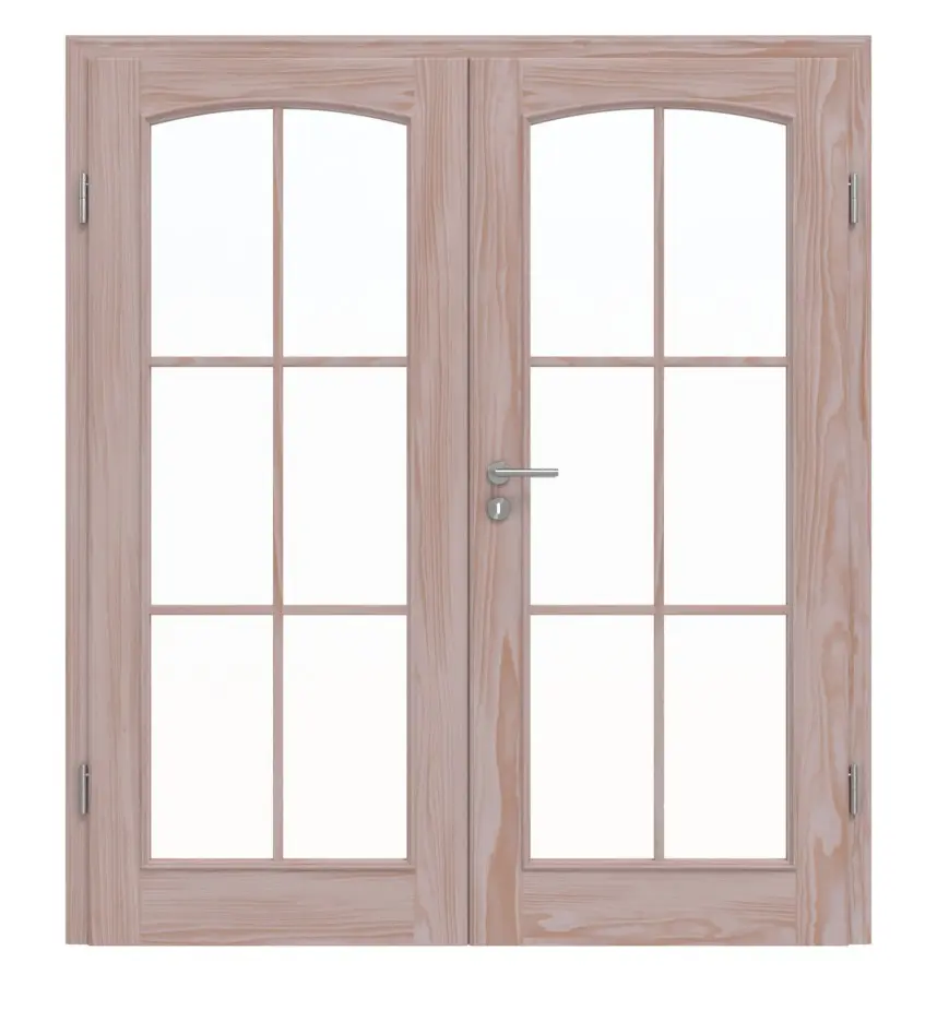 Widok frontowy TE-20 Świerk bezsęczny surowe drewno lite drzwi dwuskrzydłowe - Twojedrzwi24