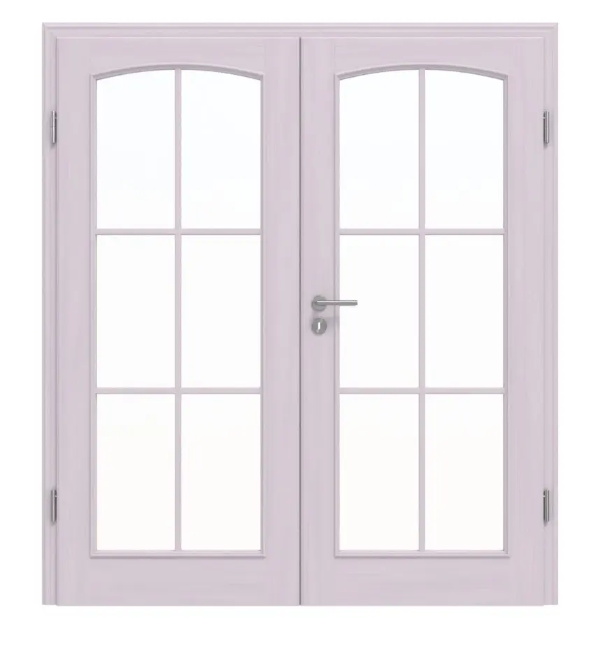 Widok frontowy modelu TE-20 Świerk bezsęczny białe, pigmentowane lakierowane drewno lite drzwi dwuskrzydłowe - Twojedrzwi24