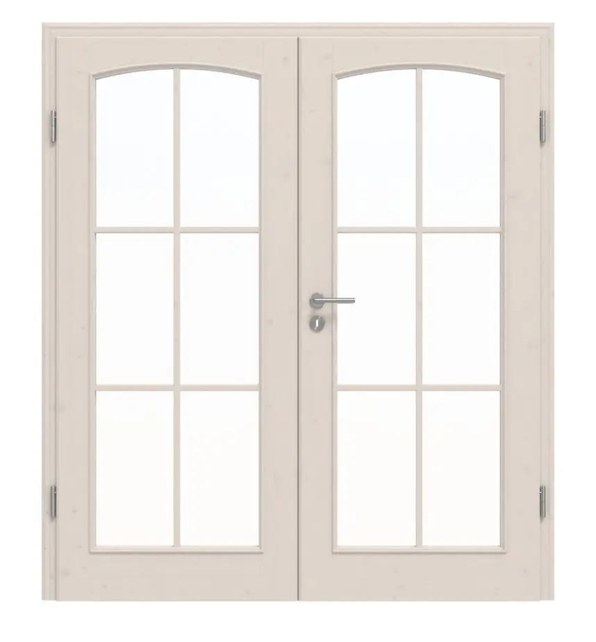 Widok frontowy modelu TE-20 Świerk sękaty, lakierowane na biało (pigmentowane), drewno lite, drzwi dwuskrzydłowe - Twojedrzwi24