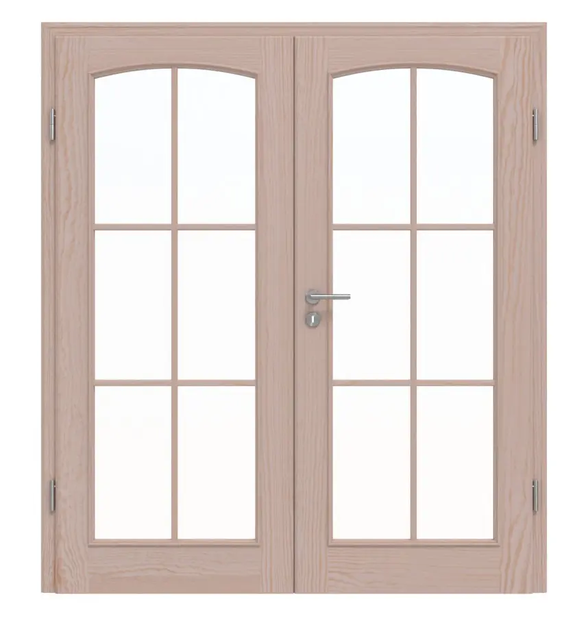 Widok frontowy TE-20 sosna bezsęczna surowe drewno lite drzwi dwuskrzydłowe - Twojedrzwi24