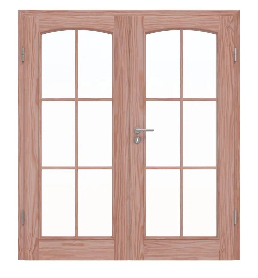 Drzwi dwuskrzydłowe TE-20 modrzew drewno lite z ościeżnicą