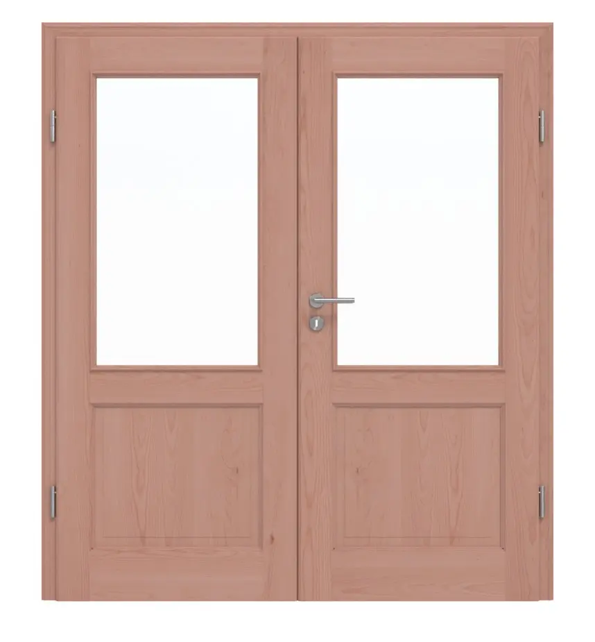 Drzwi dwuskrzydłowe TE-23 buk drewno lite z ościeżnicą