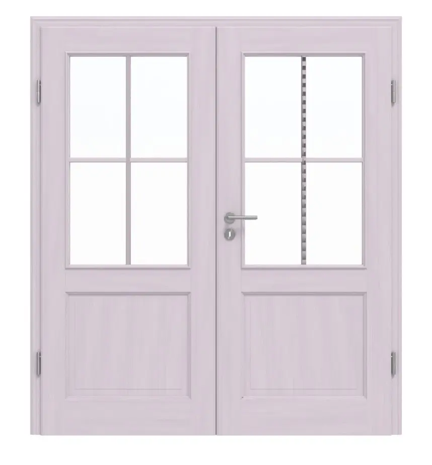 Widok frontowy TE-24 Świerk bezsęczny lakierowane na biało (pigmentowane) drewno lite drzwi dwuskrzydłowe - Twojedrzwi24