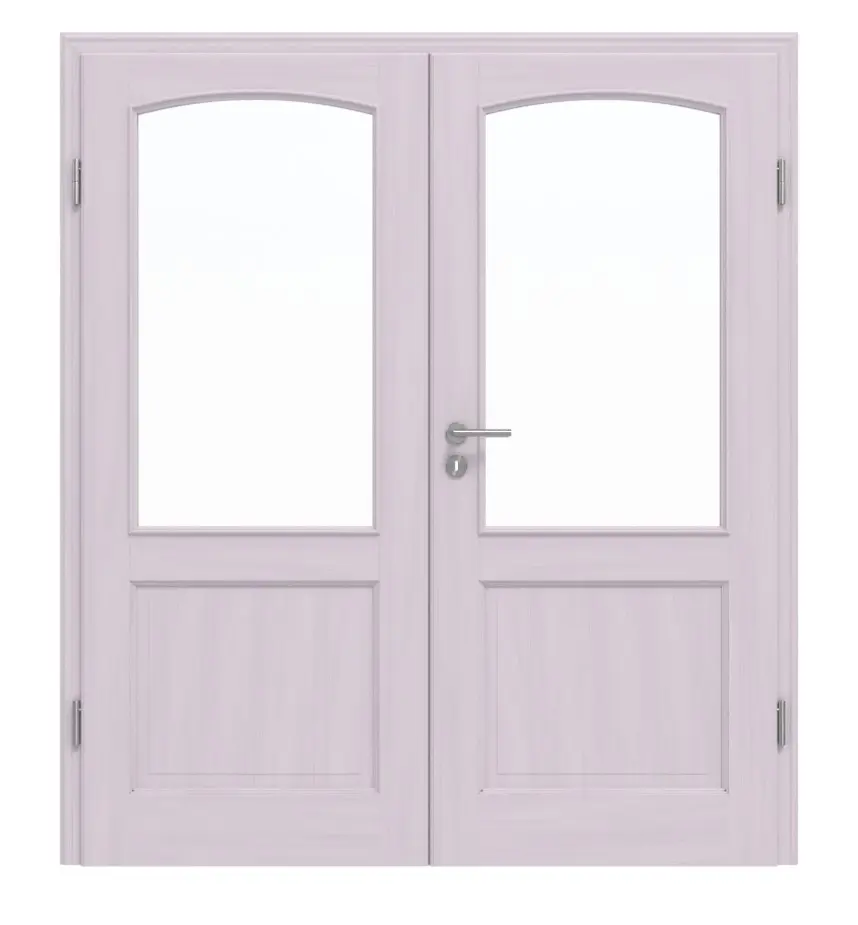 Widok frontowy modelu TE-28 świerk bezsęczny białe, pigmentowane lakierowane drewno lite drzwi dwuskrzydłowe - Twojedrzwi24