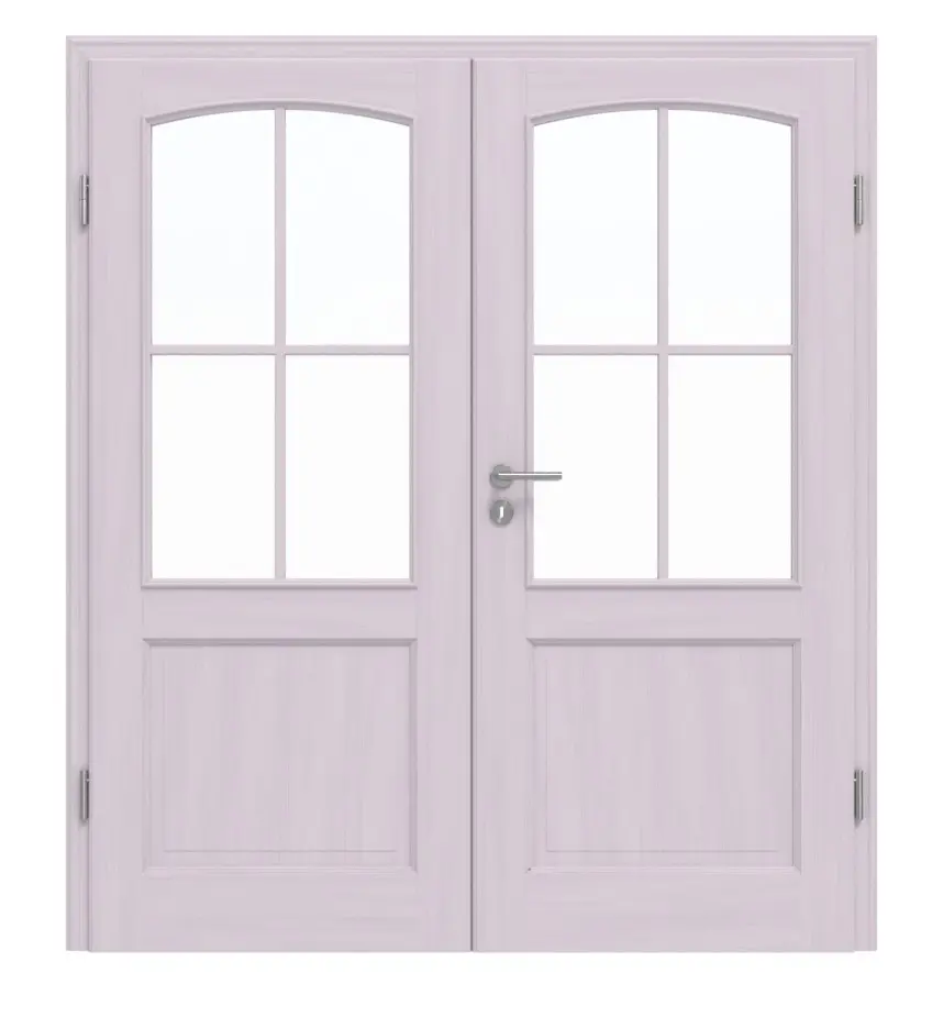 Widok frontowy modelu TE-29, świerk bezsęczny, lakierowane na biało (pigmentowane), drewno lite, drzwi dwuskrzydłowe - Twojedrzwi24