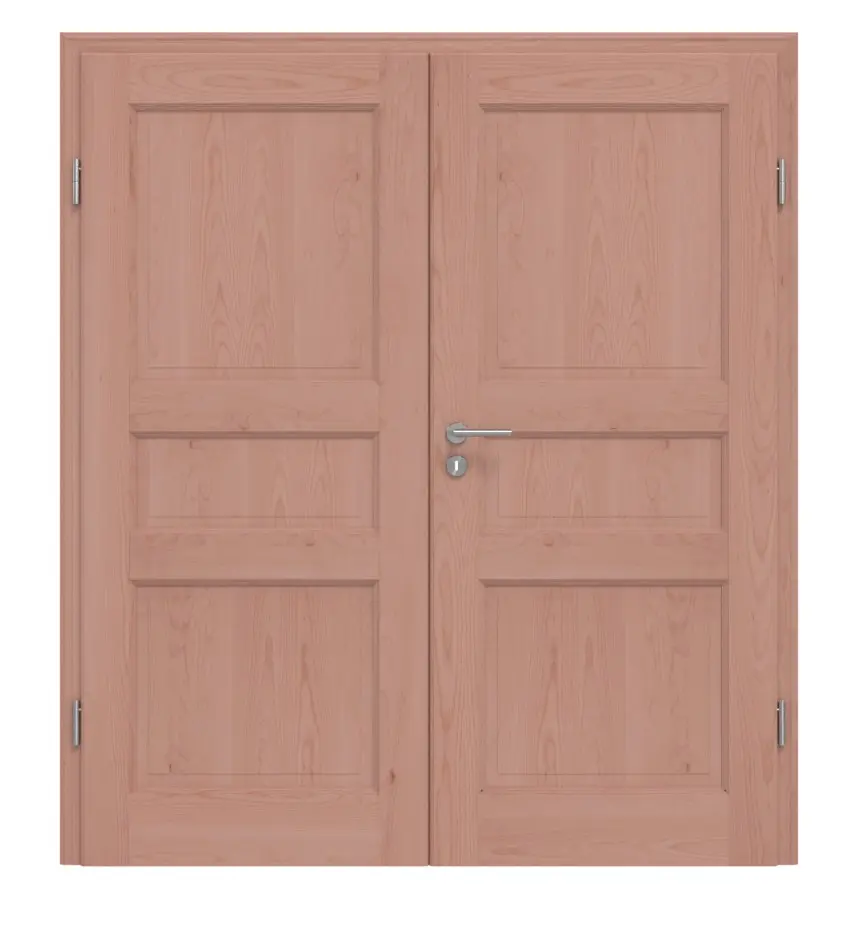 Drzwi dwuskrzydłowe TE-3 buk drewno lite z ościeżnicą