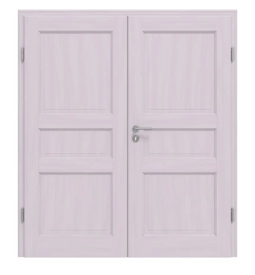 Widok frontowy TE-3, Świerk bezsęczny, lakierowane na biało (pigmentowane), drewno lite, drzwi dwuskrzydłowe - Twojedrzwi24