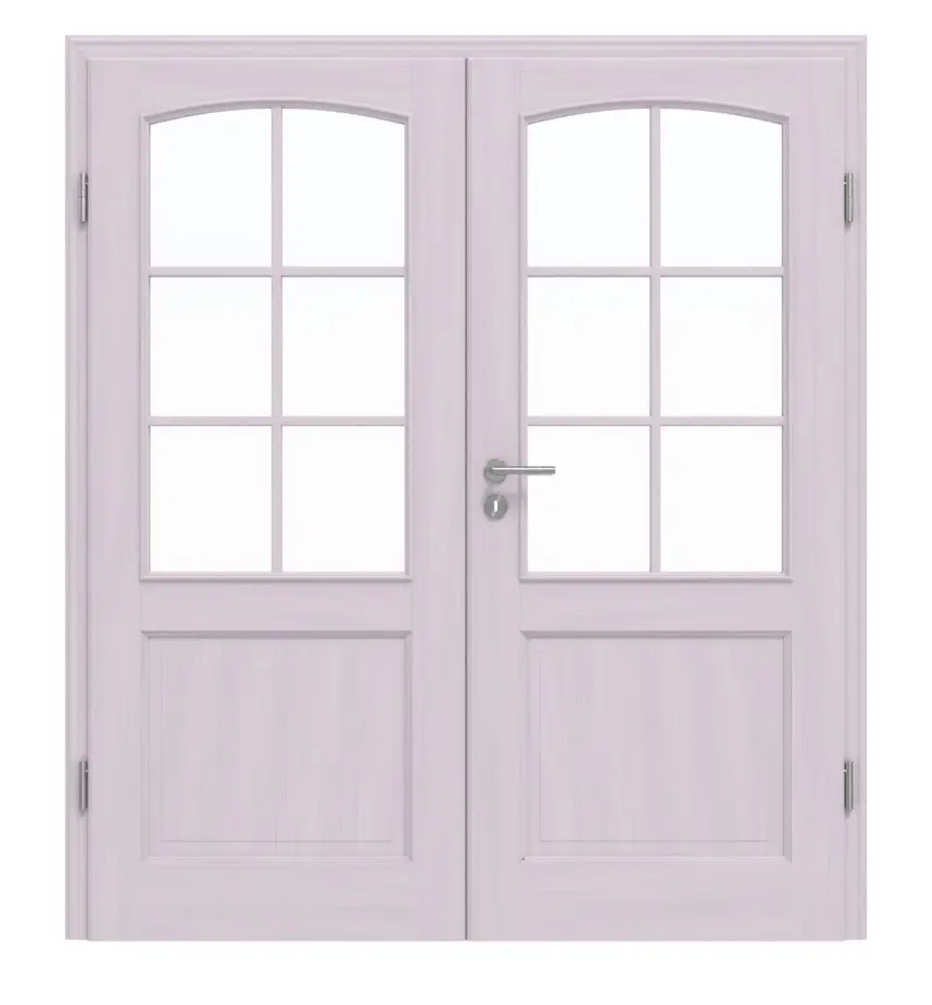 Widok frontowy modelu TE-30 Świerk bezsęczny białe, pigmentowane lakierowane drewno lite drzwi dwuskrzydłowe - Twojedrzwi24