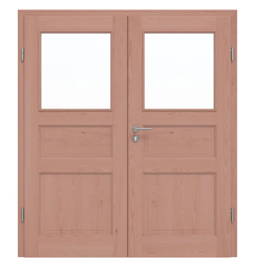 Drzwi dwuskrzydłowe TE-38 buk, drewno lite z ościeżnicą