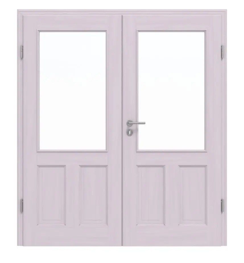 Widok frontowy TE-40 Świerk bezsęczny białe, pigmentowane lakierowane drewno lite drzwi dwuskrzydłowe - Twojedrzwi24