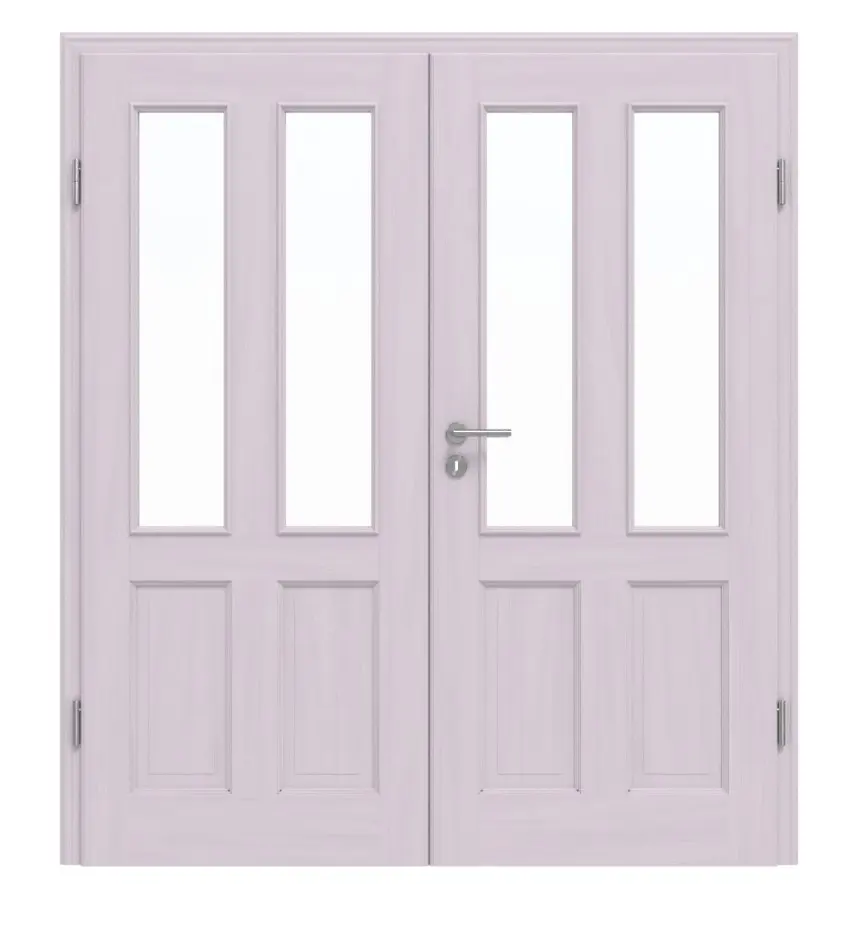 Widok frontowy TE-41, świerk bezsęczny, lakierowane na biało (pigmentowane), drewno lite, drzwi dwuskrzydłowe - Twojedrzwi24