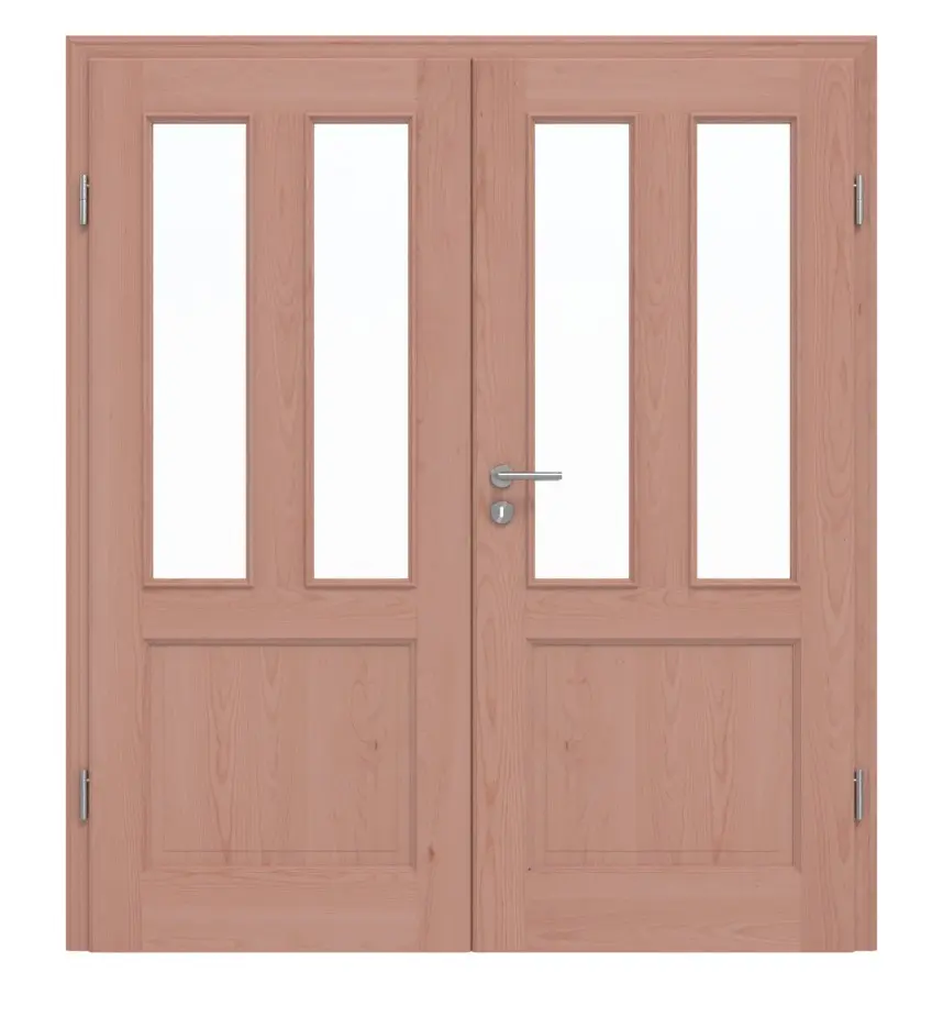 Drzwi dwuskrzydłowe TE-64 buk drewno lite z ościeżnicą