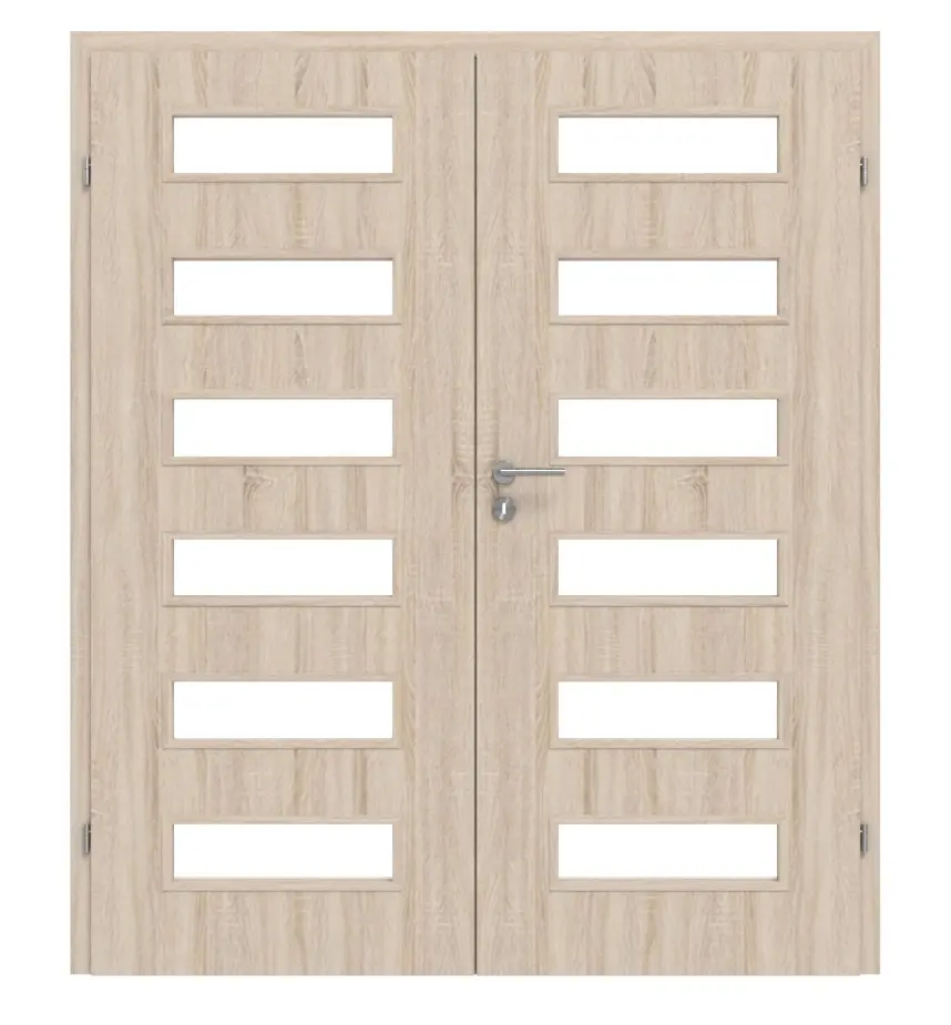 CLASSEN drzwi dwuskrzydłowe Tetyda M1 dąb Sonoma 3D Look z przeszkleniem i ościeżnicą