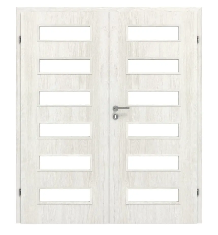 CLASSEN drzwi dwuskrzydłowe Tetyda M1 jesion norweski CPL z przeszkleniem i ościeżnicą