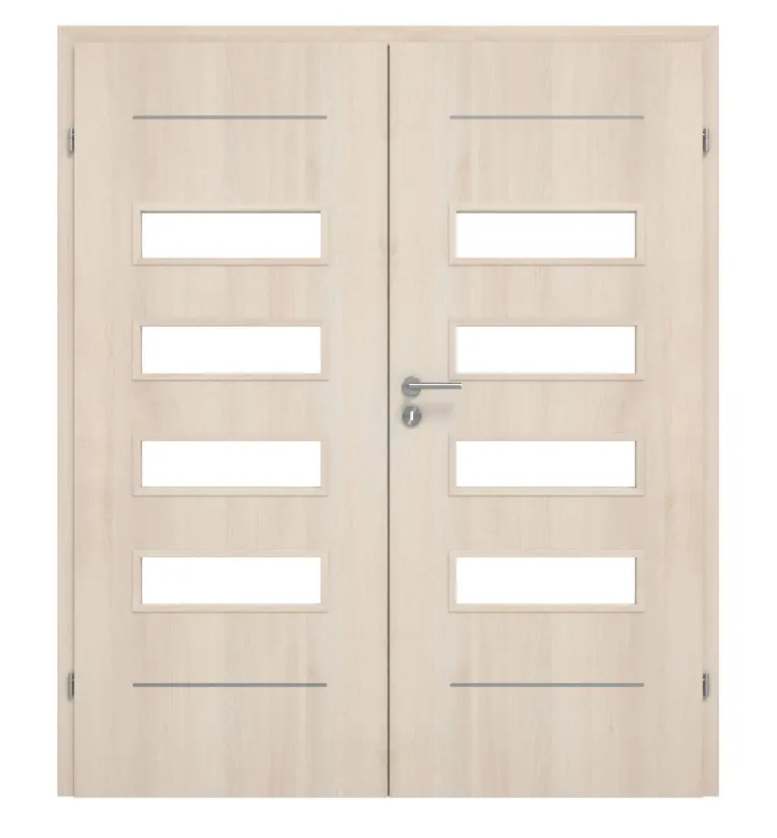 CLASSEN drzwi dwuskrzydłowe Tetyda M2 akacja jasna CPL z przeszkleniem w zestawie z ościeżnicą