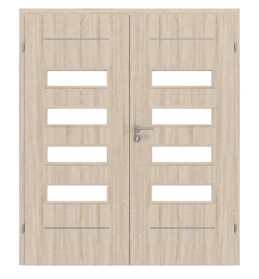 CLASSEN drzwi dwuskrzydłowe Tetyda M2 dąb Sonoma 3D Look z przeszkleniem i ościeżnicą
