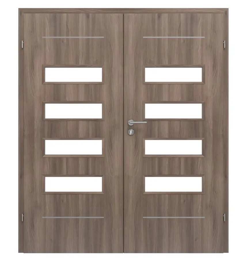 CLASSEN drzwi dwuskrzydłowe Tetyda M2 jesion grafitowy Iridium z przeszkleniem i ościeżnicą