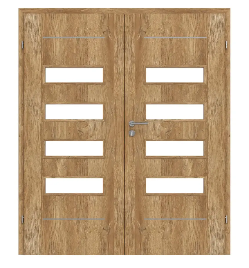 CLASSEN drzwi dwuskrzydłowe Tetyda M2 dąb Grandson Iridium z przeszkleniem i ościeżnicą