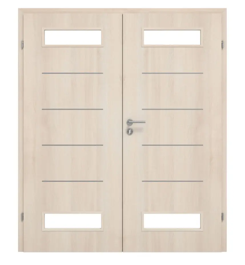 CLASSEN drzwi dwuskrzydłowe Tetyda M3 akacja jasny CPL z przeszkleniem z ościeżnicą