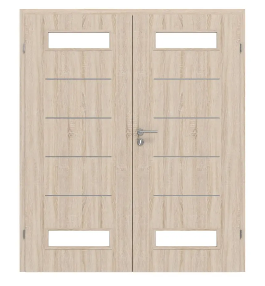 CLASSEN drzwi dwuskrzydłowe Tetyda M3 dąb Sonoma 3D Look z przeszkleniem i ościeżnicą
