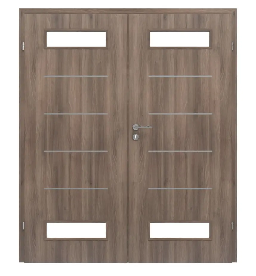 CLASSEN drzwi dwuskrzydłowe Tetyda M3 jesion grafitowy Iridium z przeszkleniem z ościeżnicą