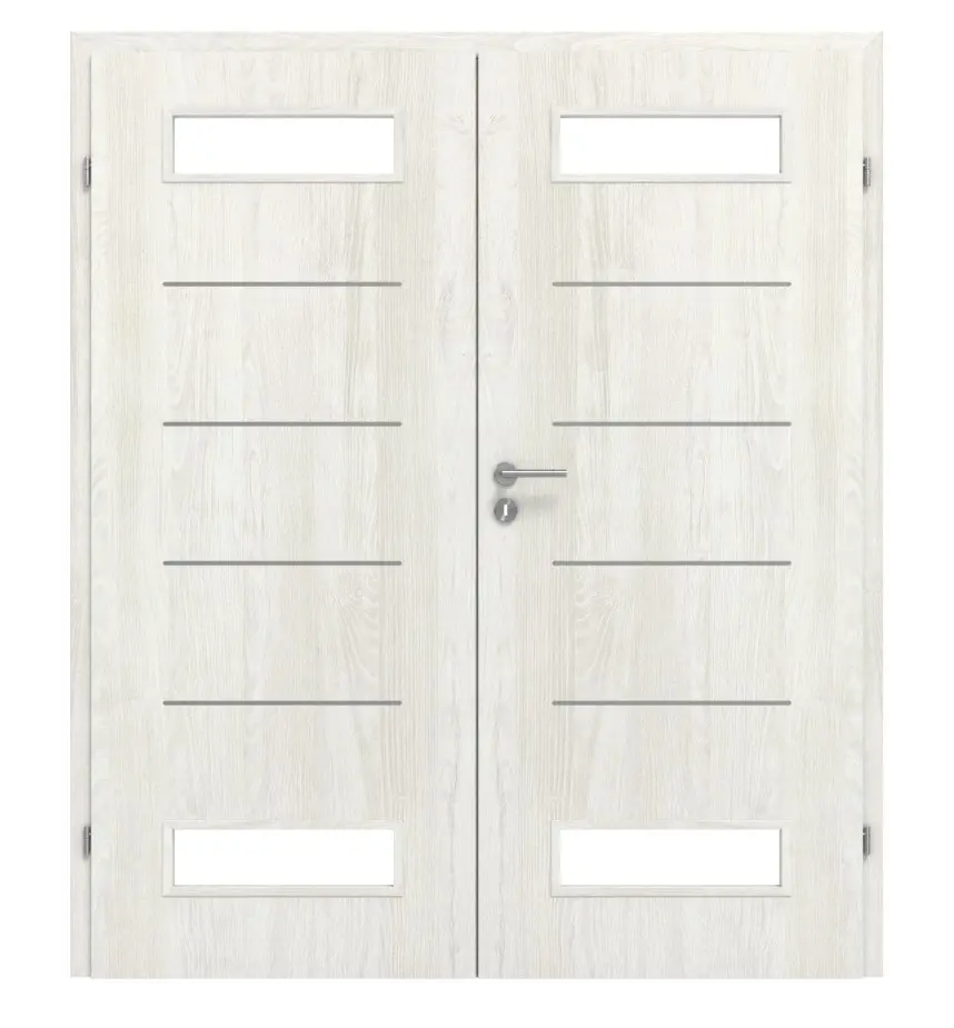 CLASSEN drzwi dwuskrzydłowe Tetyda M3 jesion norweski CPL z przeszkleniem w zestawie z ościeżnicą