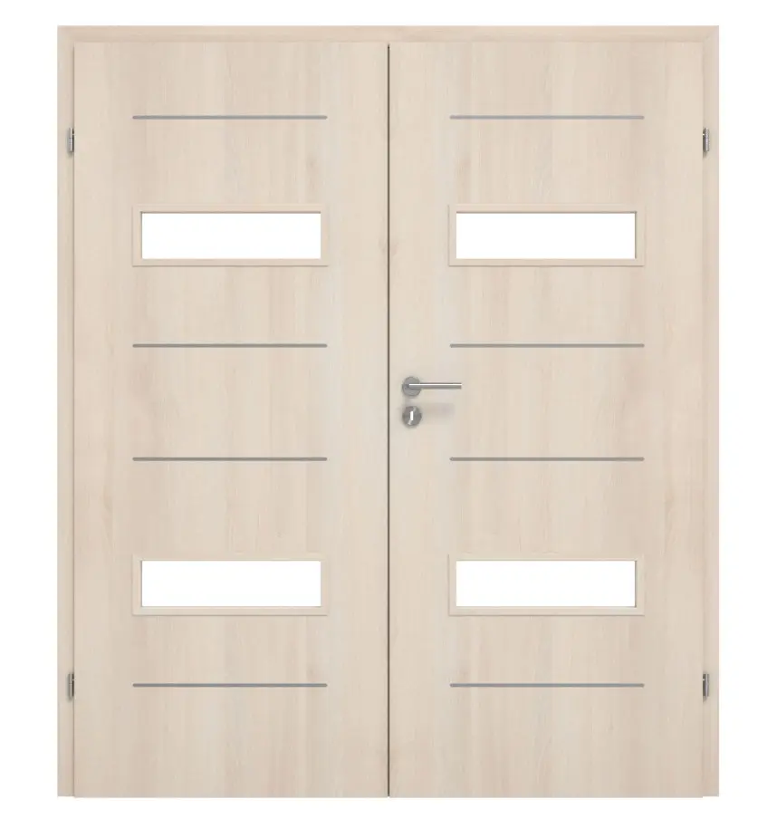 CLASSEN drzwi 2-skrzydłowe Tetyda M4 akacja jasna CPL z przeszkleniem z ościeżnicą