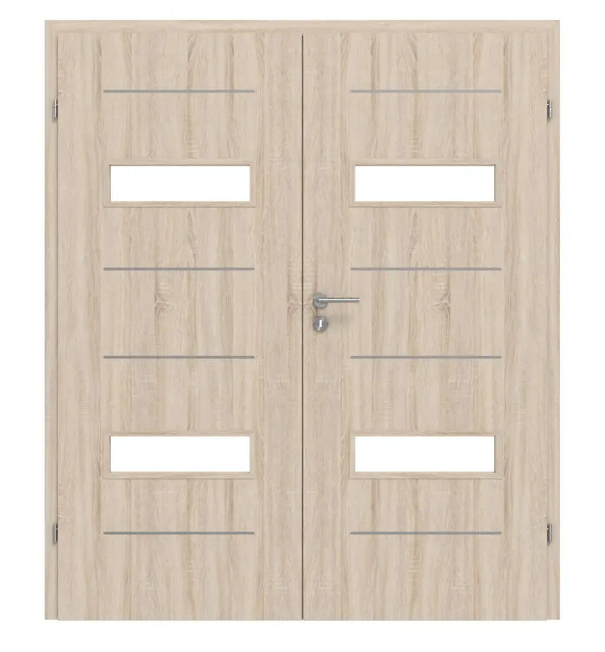 CLASSEN drzwi 2-skrzydłowe Tetyda M4 dąb Sonoma 3D Look z przeszkleniem i ościeżnicą
