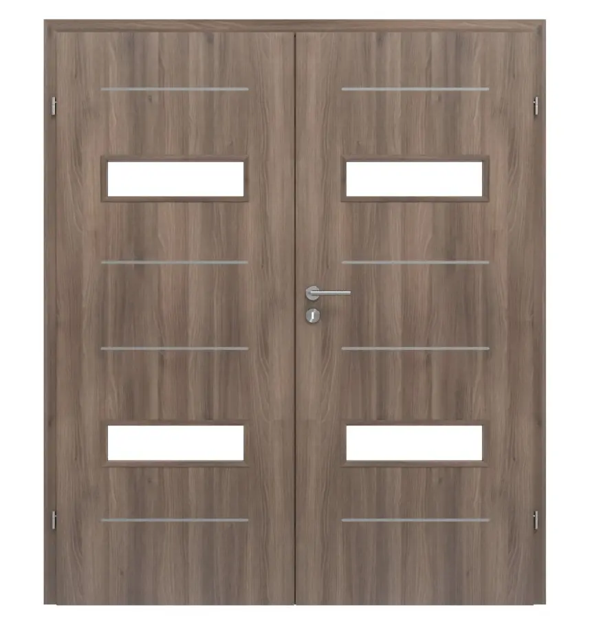 CLASSEN drzwi dwuskrzydłowe Tetyda M4 jesion Graphit Iridium z przeszkleniem w zestawie z ościeżnicą