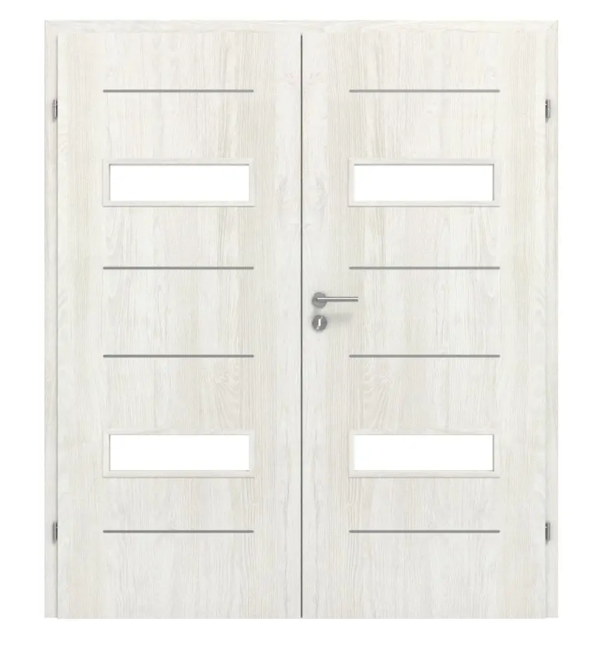 CLASSEN drzwi dwuskrzydłowe Tetyda M4 jesion norweski CPL z przeszkleniem w zestawie z ościeżnicą