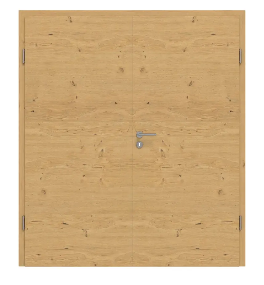 Drzwi dwuskrzydłowe TG-1 wzdłuż dąb sękate drewno lite z ościeżnicą