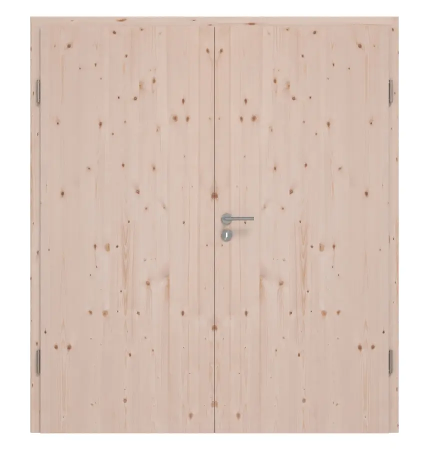 Drzwi 2-skrzydłowe TG-1 Świerk skandynawski sękaty drewno lite z ościeżnicą